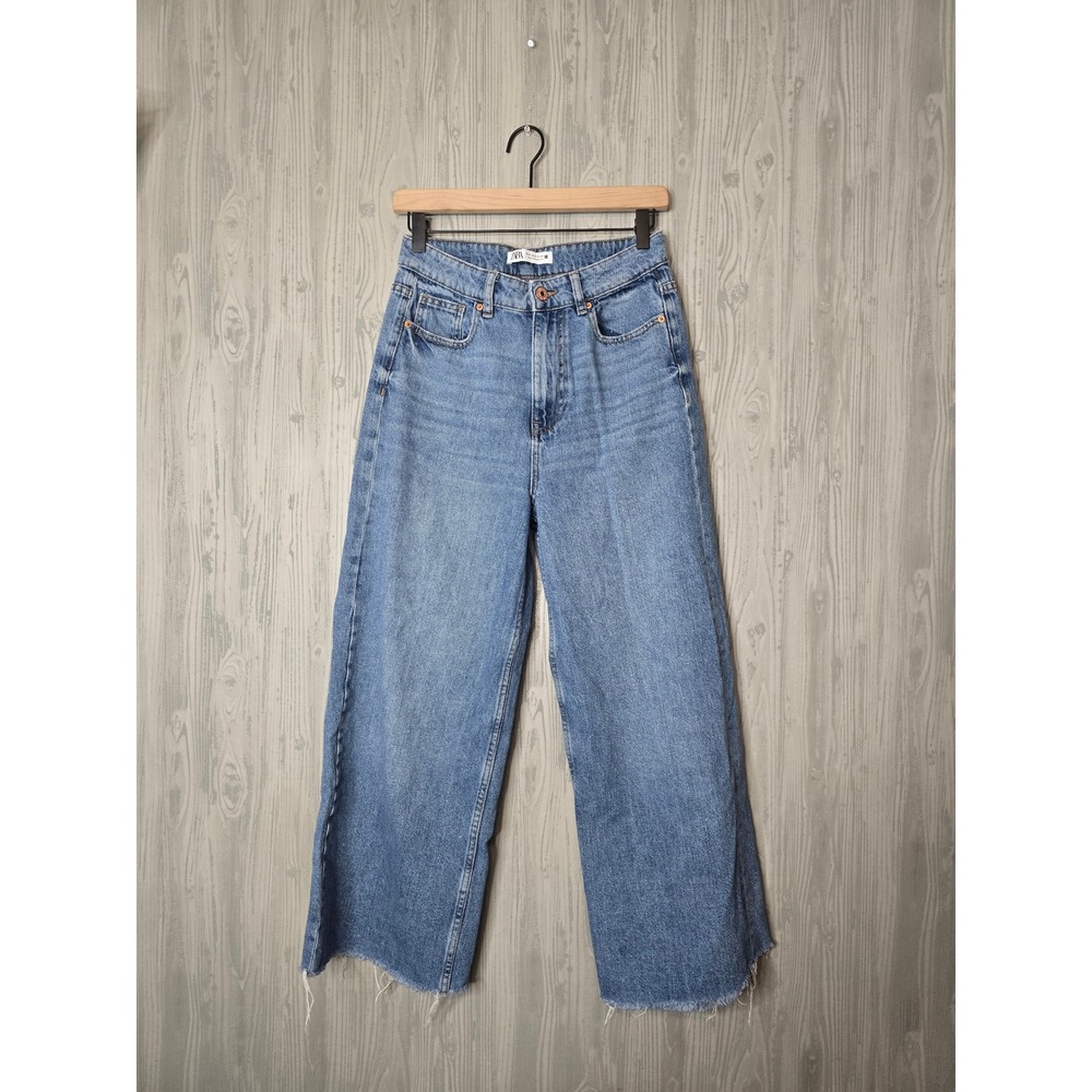 Zara Wide Leg High-Rise Women’s Jeans - Light Blue Denim - Cropped